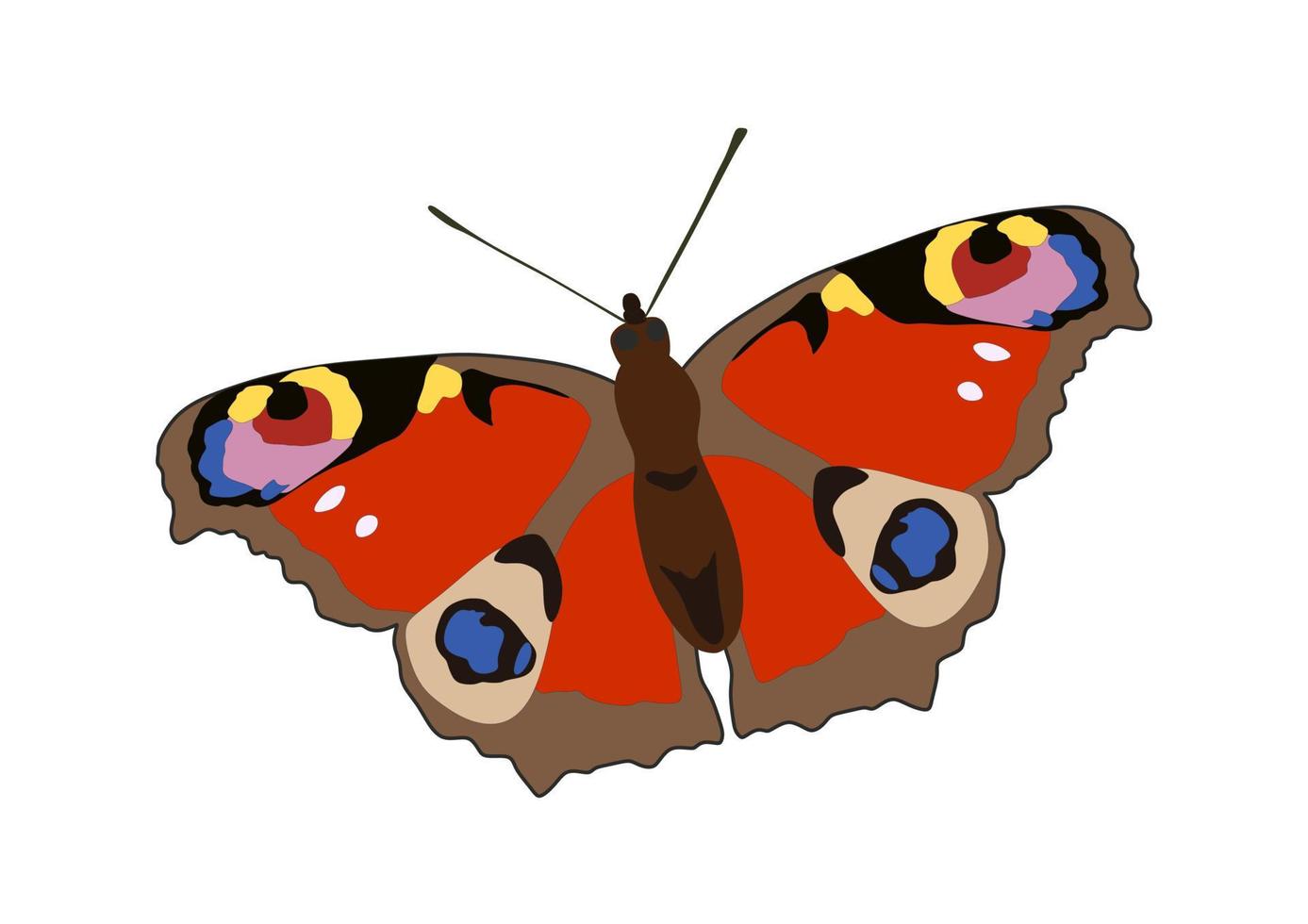 rouge vif avec ornement papillon réaliste isolé sur blanc. vecteur