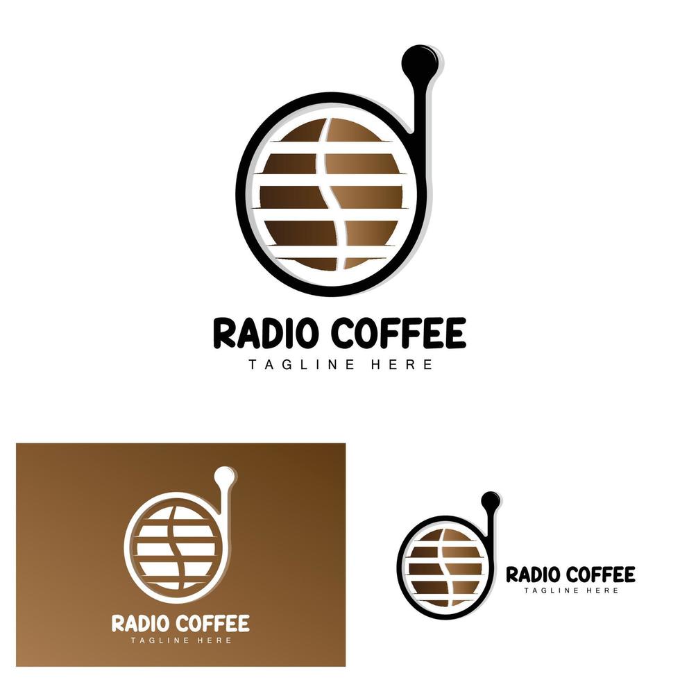 logo de radio de café, conception de radio podcast, icône de café, vecteur de marque de produit de logo de café de café