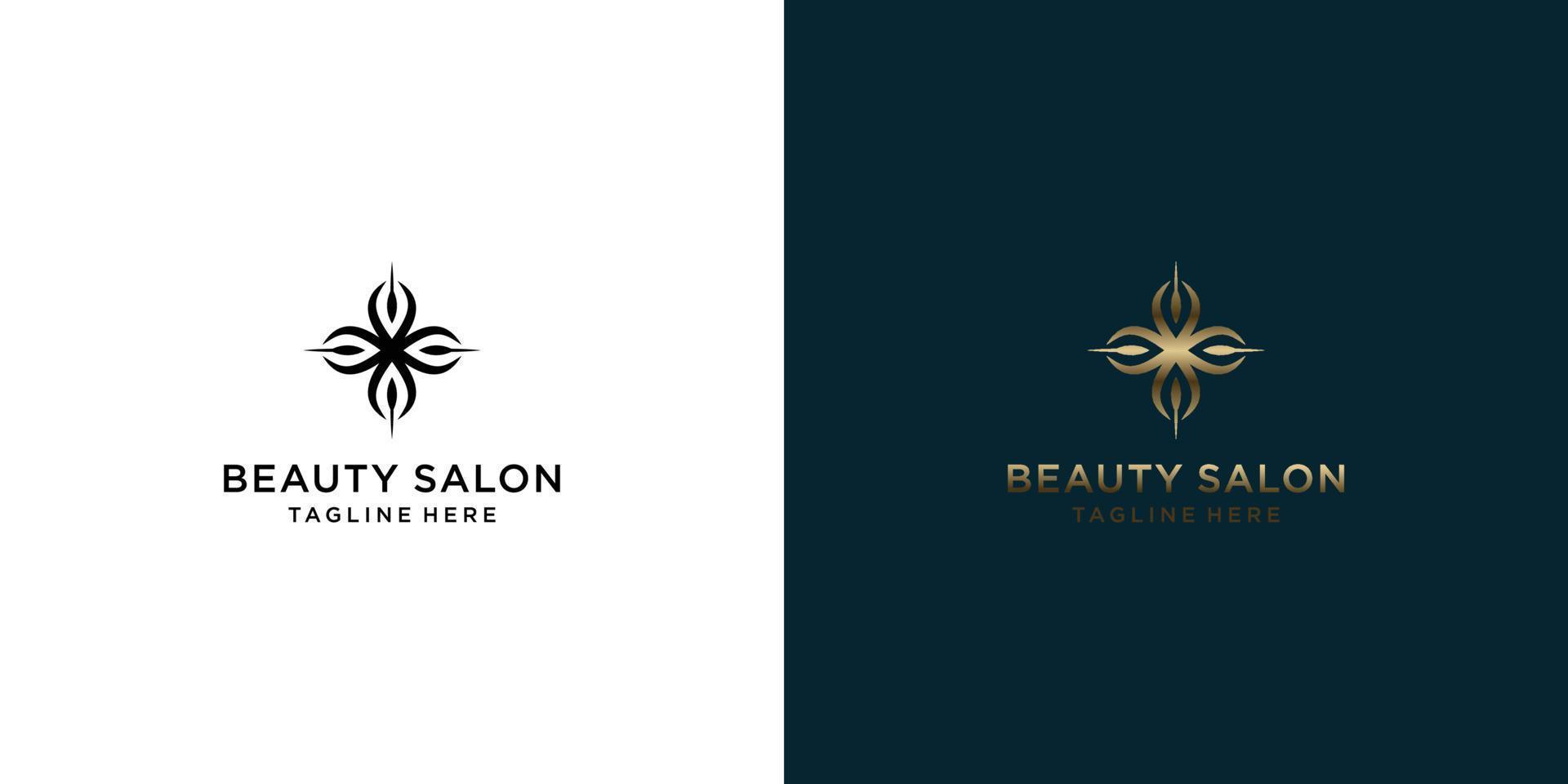 conception de logos de luxe cosmétique feuille de beauté or minimaliste élégant. illustration vectorielle avec dessin au trait vecteur