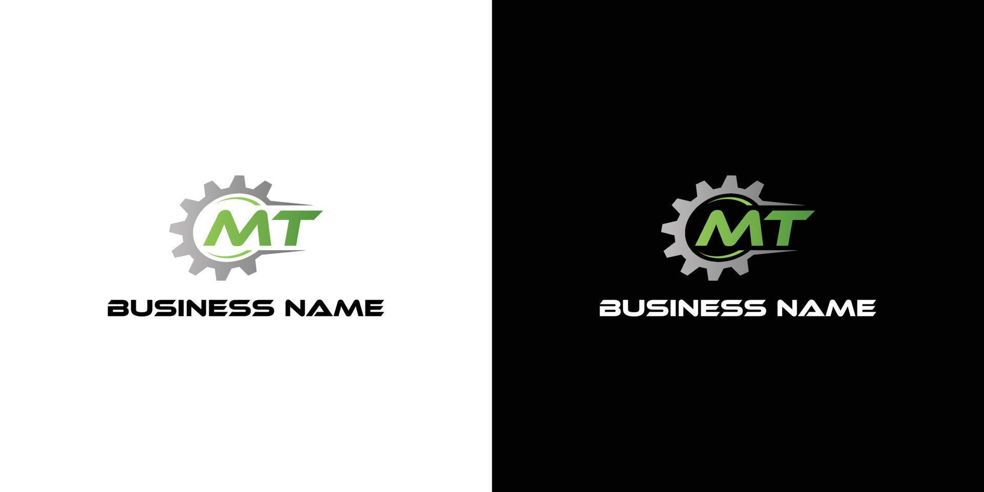 logo d'engrenage avec vecteur de modèle de conceptions de lettre mt, symbole de logo mécanique, modèle d'icône de symbole de logo