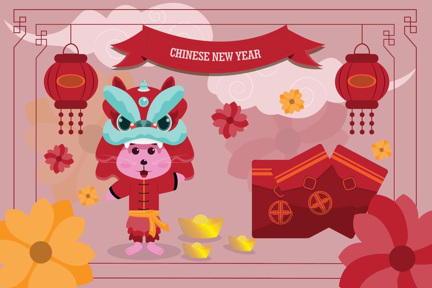 fond de célébration du nouvel an chinois pour 2023 année du lapin vecteur