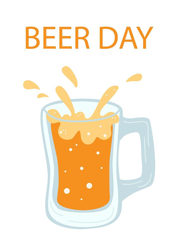 chope de bière. journée nationale de la bière. parfait pour bar, menu, bannière, affiche. illustration vectorielle dessinés à la main isolé sur fond blanc. vecteur