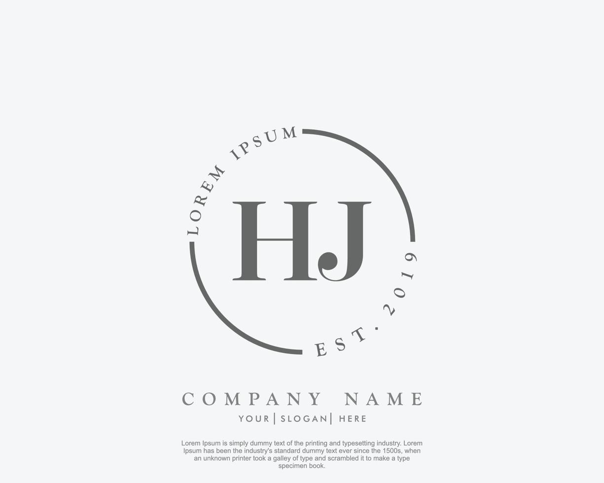 monogramme de beauté du logo féminin initial hj et design élégant du logo, logo manuscrit de la signature initiale, mariage, mode, floral et botanique avec modèle créatif vecteur