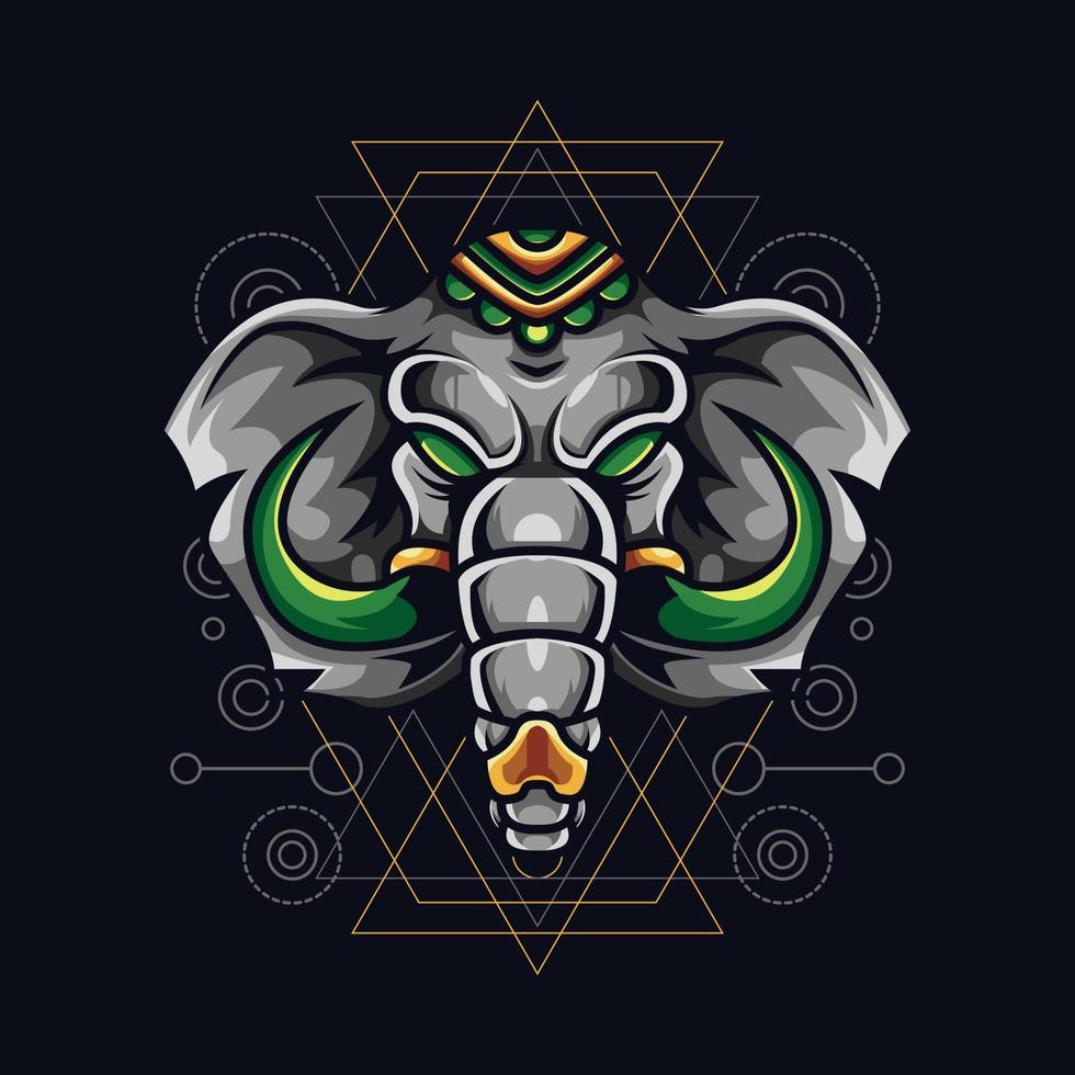 conception d'illustration de mascotte de logo d'éléphant vecteur