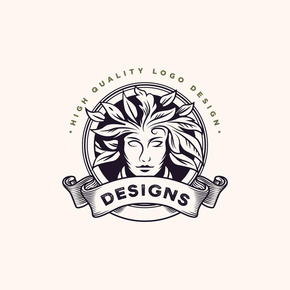 logo de modèle femme nature. vecteur premium