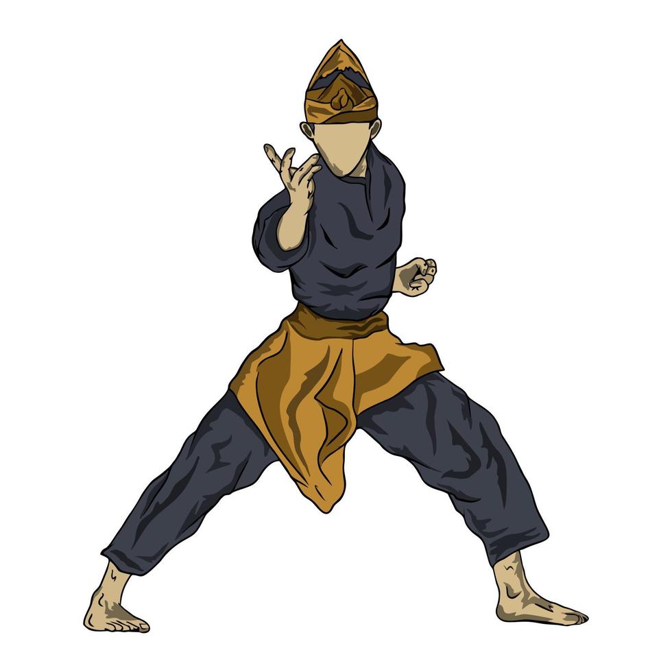 pencak silat fighter illustration vecteur plat