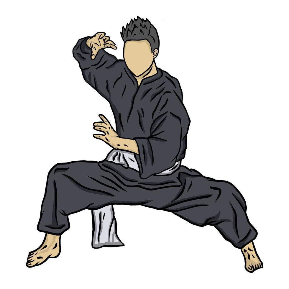 pencak silat fighter illustration vecteur plat