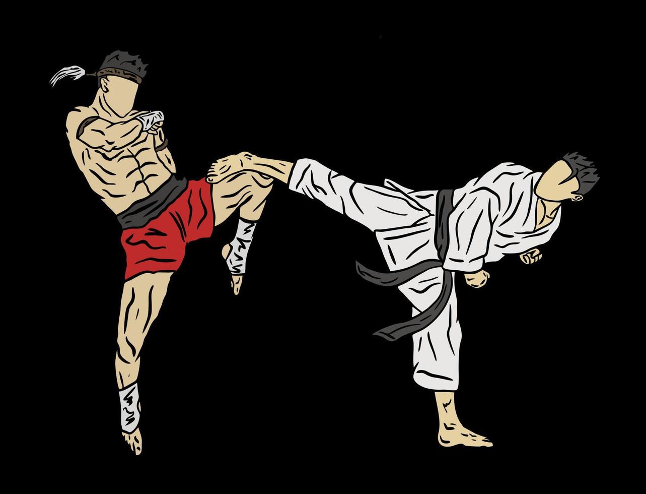 illustration du combattant muaythai vecteur