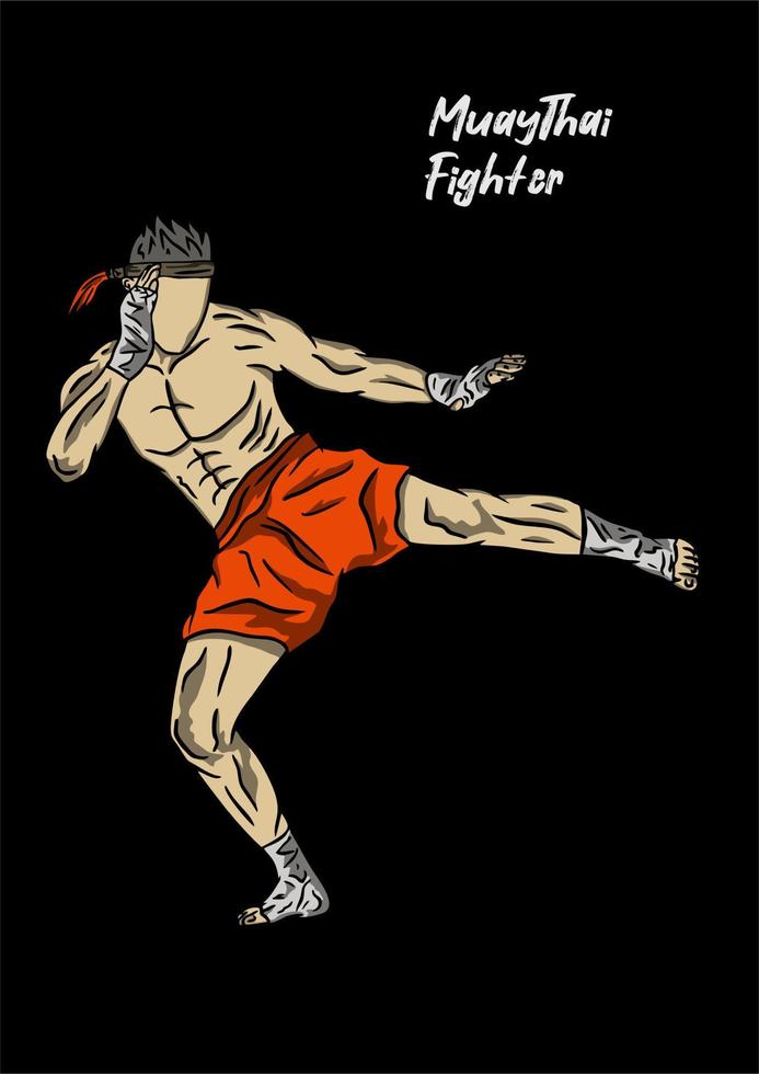 illustration du combattant de muaythai vecteur