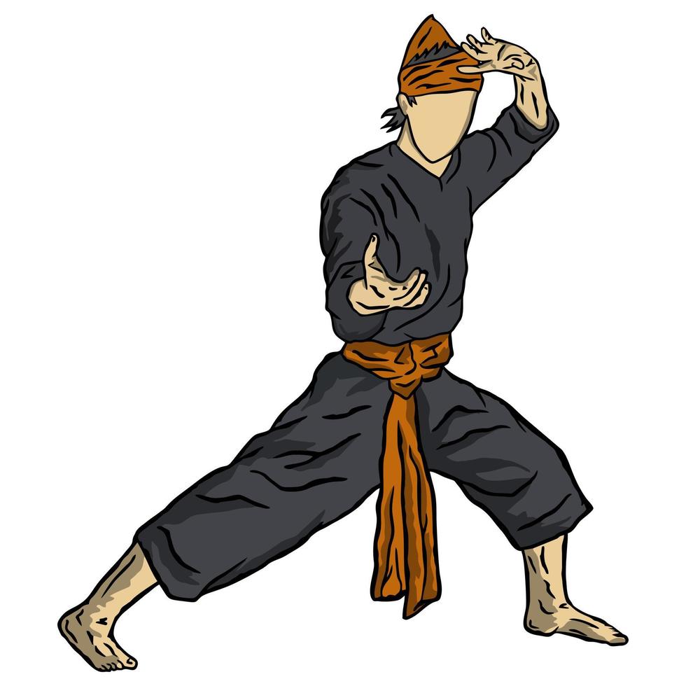 pencak silat fighter illustration vecteur plat