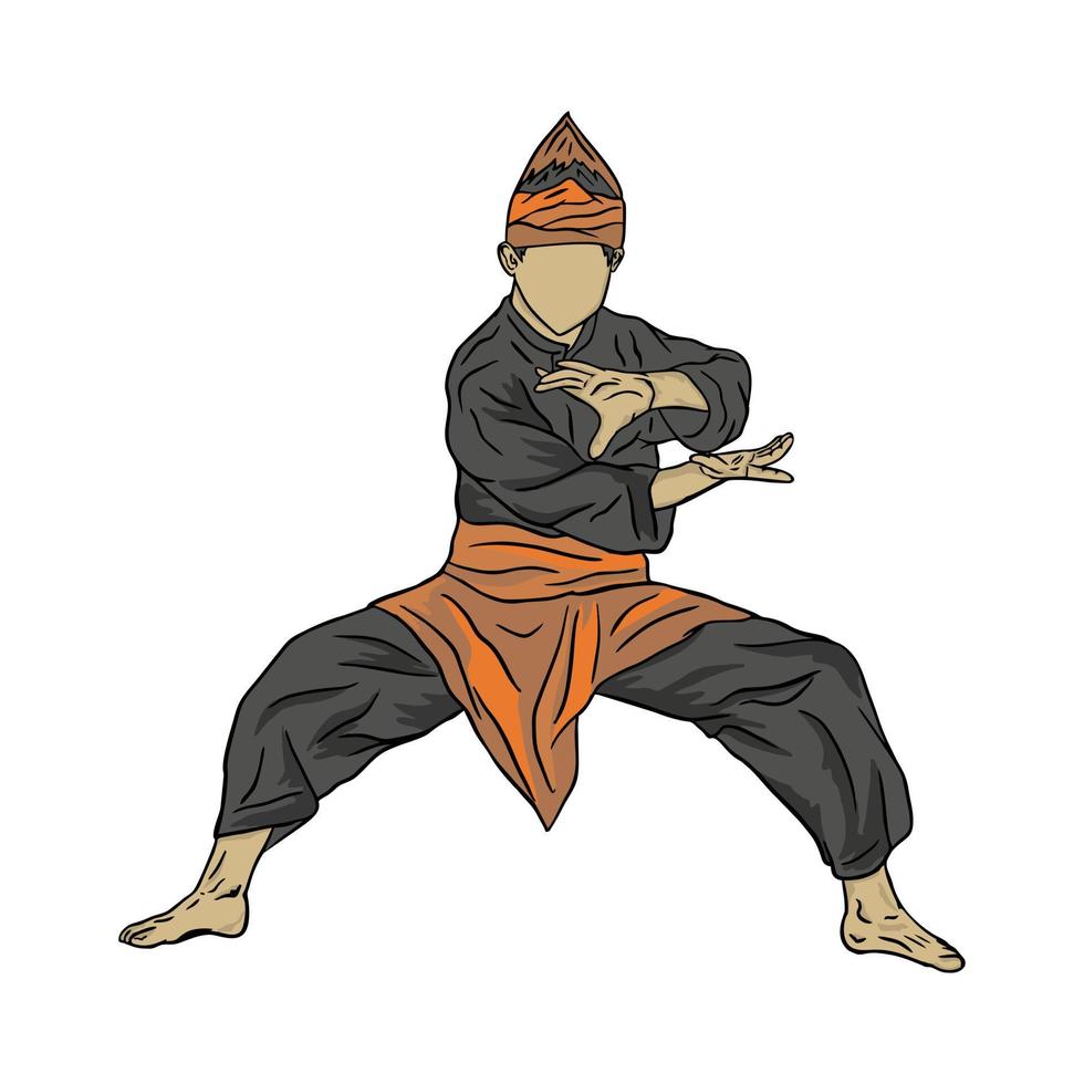 pencak silat fighter illustration vecteur plat