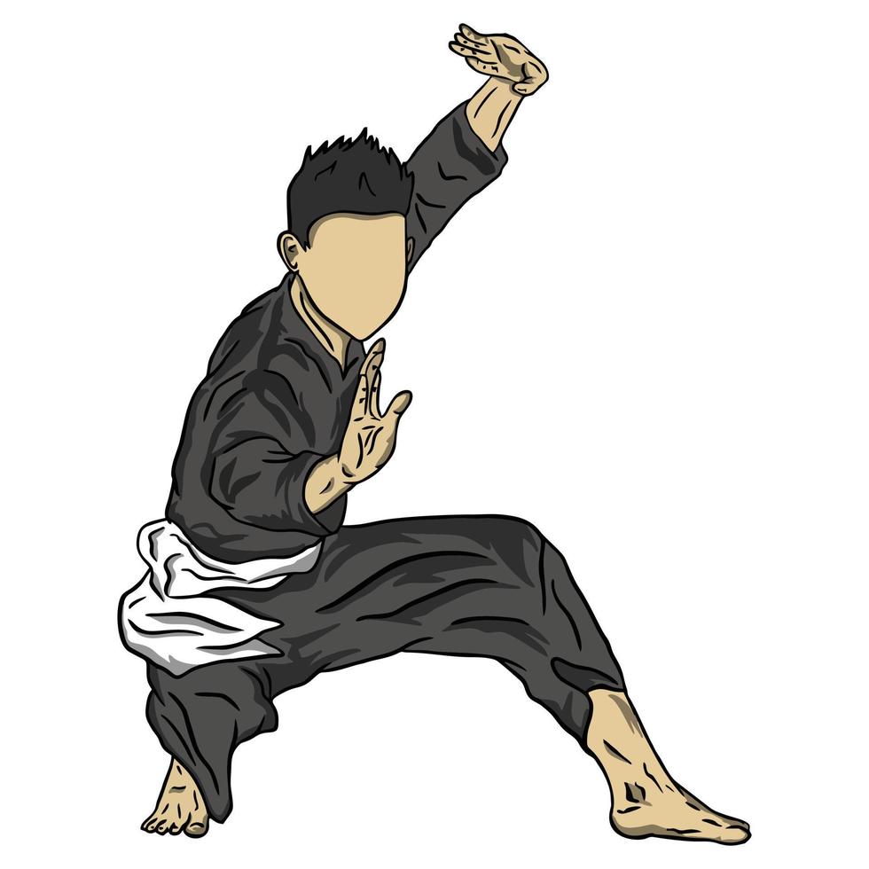 pencak silat fighter illustration vecteur plat