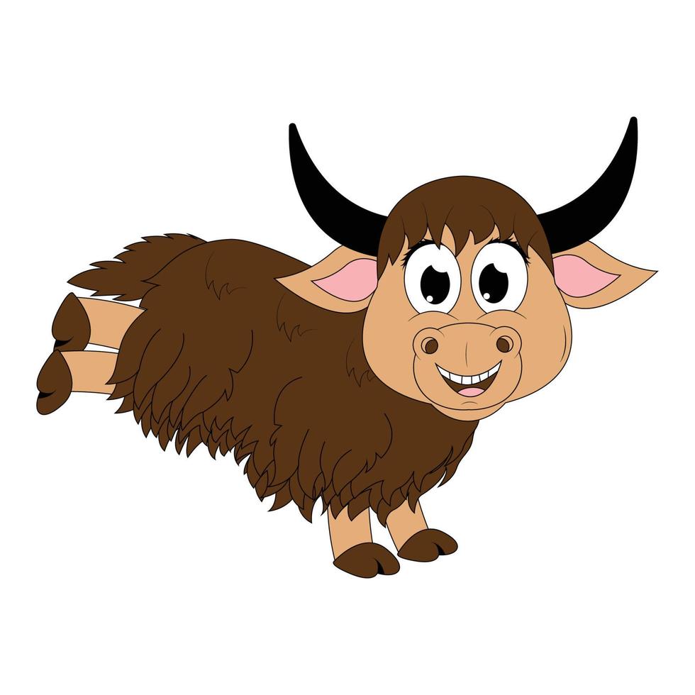 graphique de dessin animé animal yak mignon vecteur