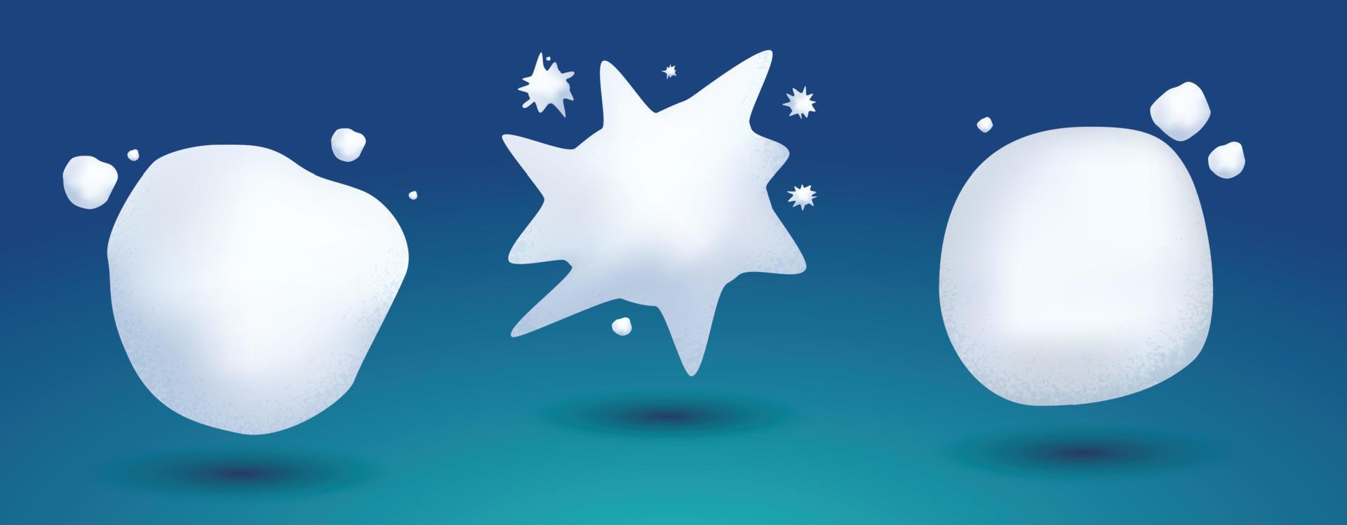 jeu de boules de neige. illustration vectorielle. boule de neige glacée blanche congelée sur fond bleu. vecteur