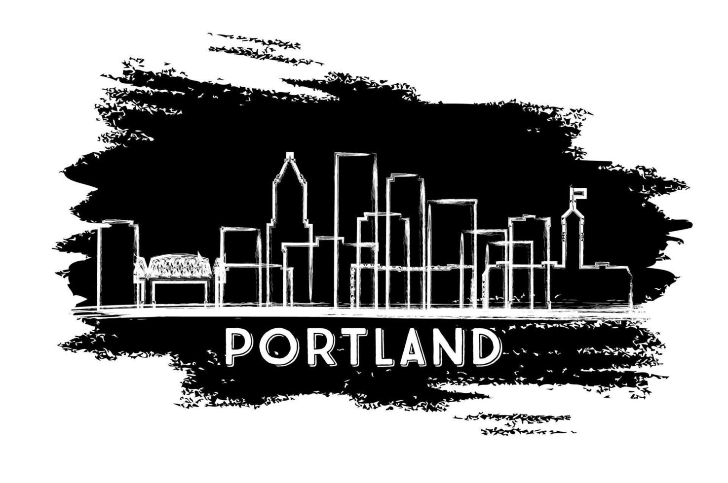 silhouette d'horizon de la ville de portland oregon. croquis dessiné à la main. vecteur