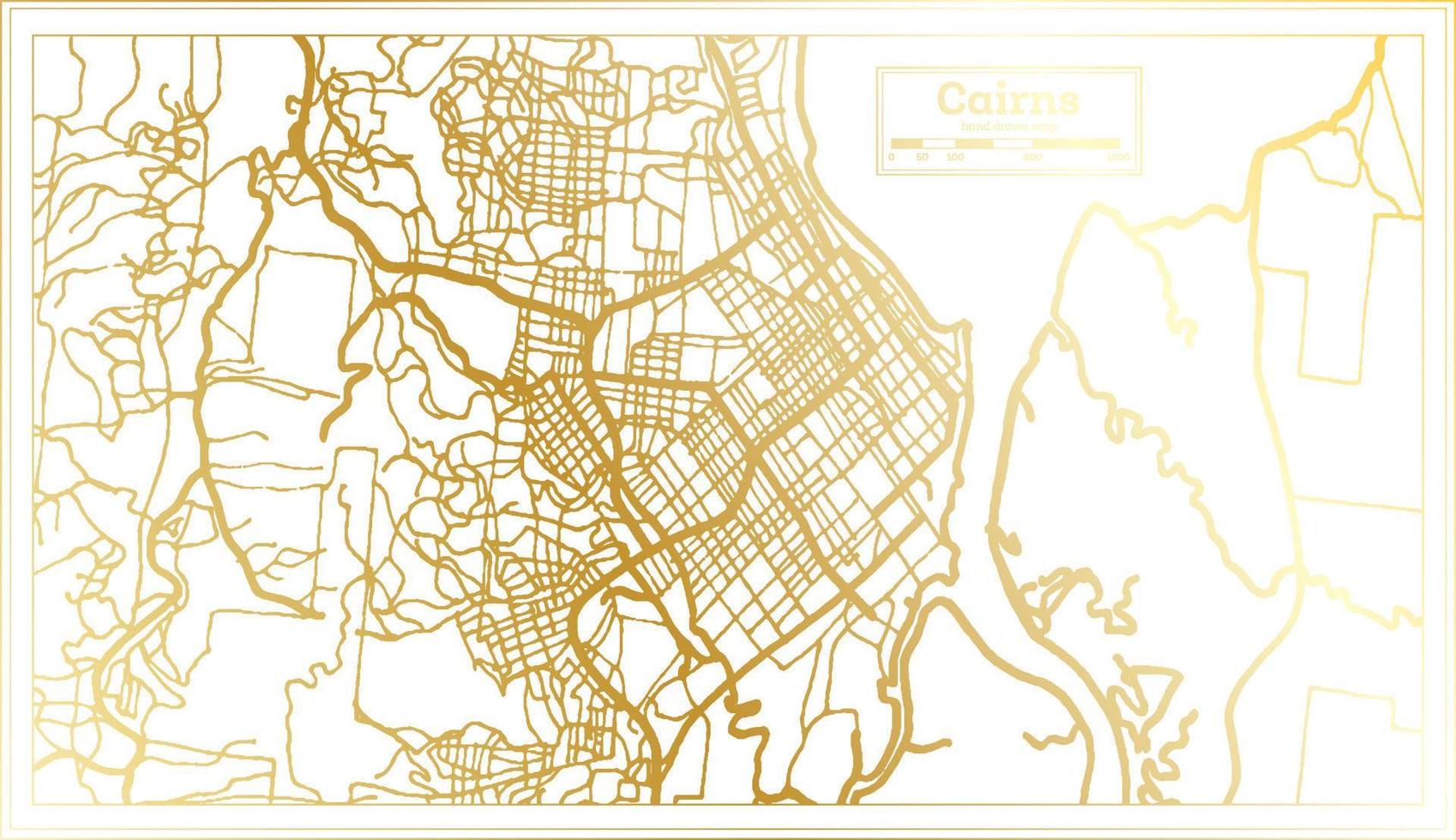 plan de la ville de cairns australie dans un style rétro de couleur dorée. carte muette. vecteur