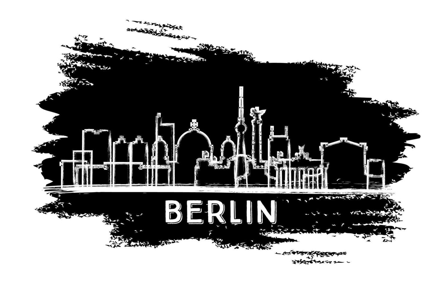 silhouette de la ville de berlin allemagne. croquis dessiné à la main. vecteur