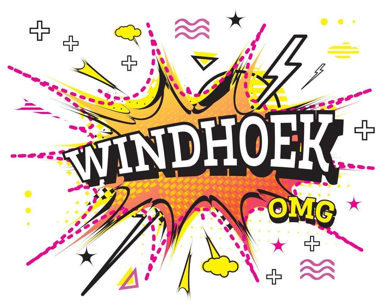 texte comique de windhoek dans un style pop art isolé sur fond blanc. vecteur