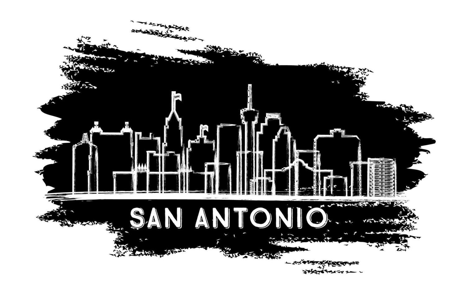 silhouette d'horizon de la ville de san antonio au texas. croquis dessiné à la main. vecteur