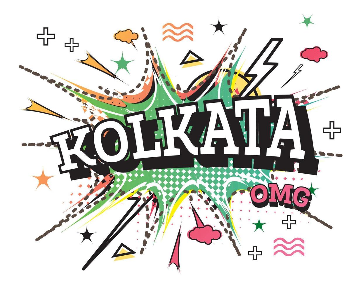 texte comique de kolkata dans un style pop art isolé sur fond blanc. vecteur