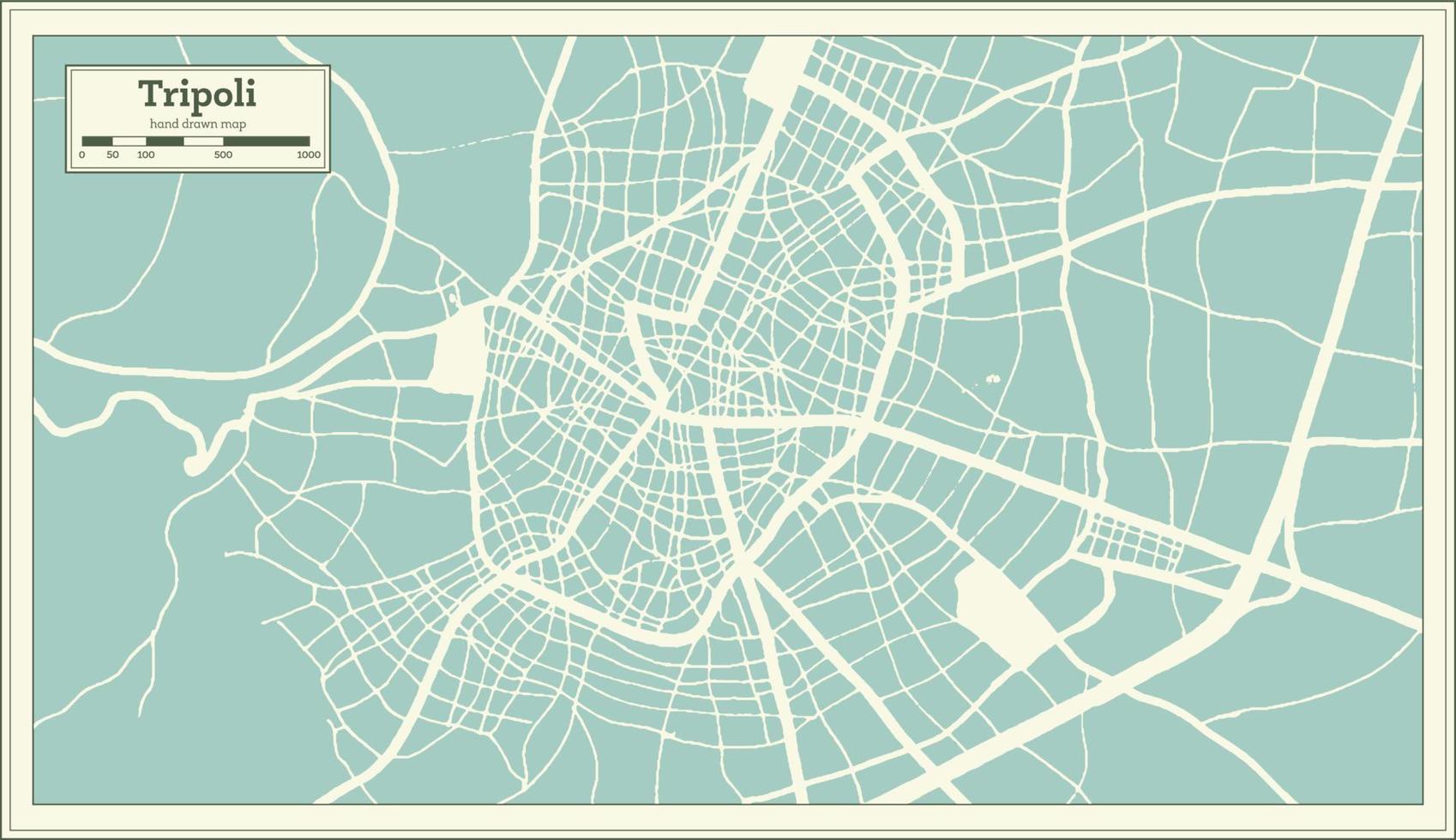 plan de la ville de tripoli grèce dans un style rétro. carte muette. vecteur