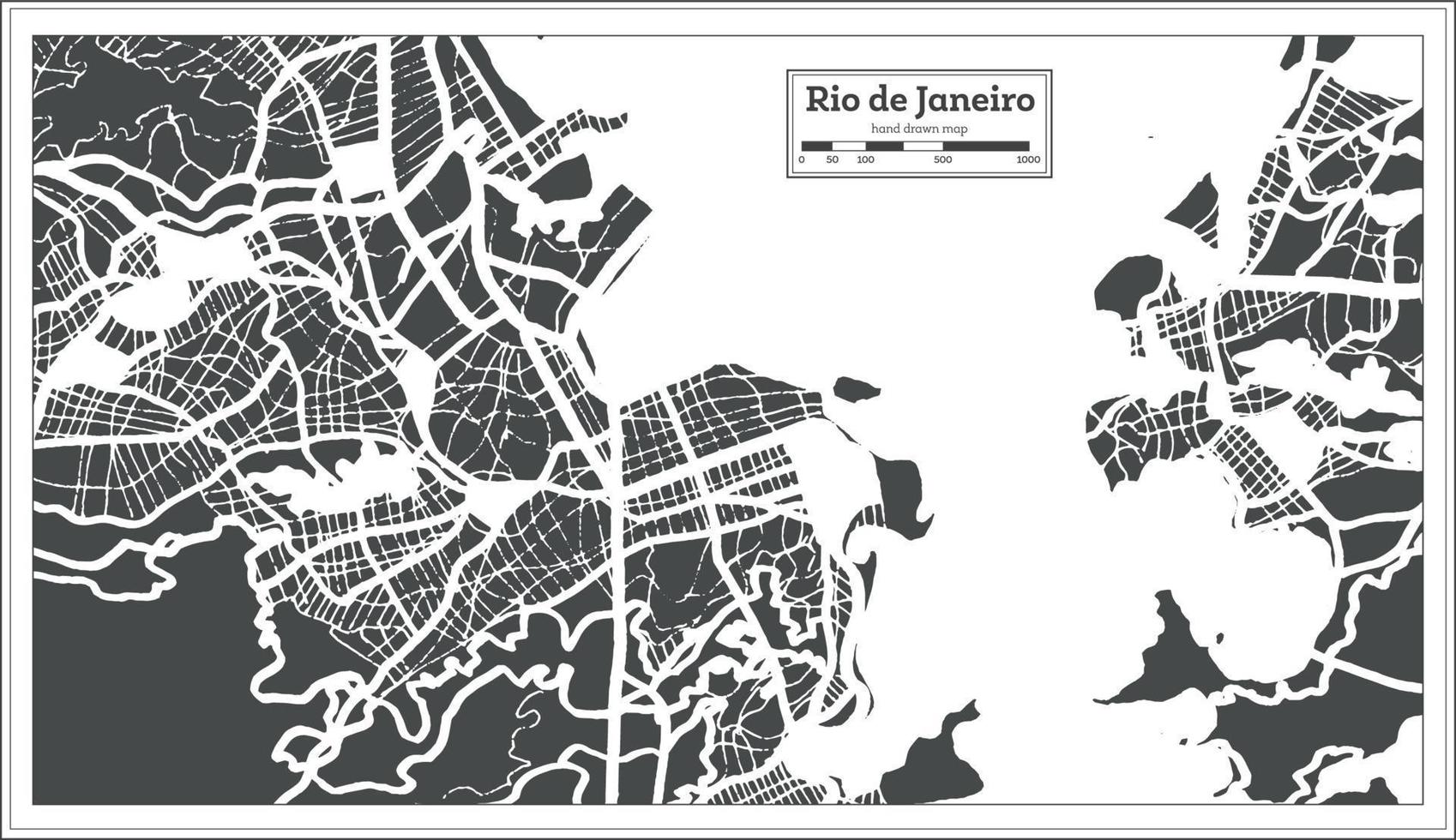 plan de la ville de rio de janeiro au brésil dans un style rétro. carte muette. vecteur