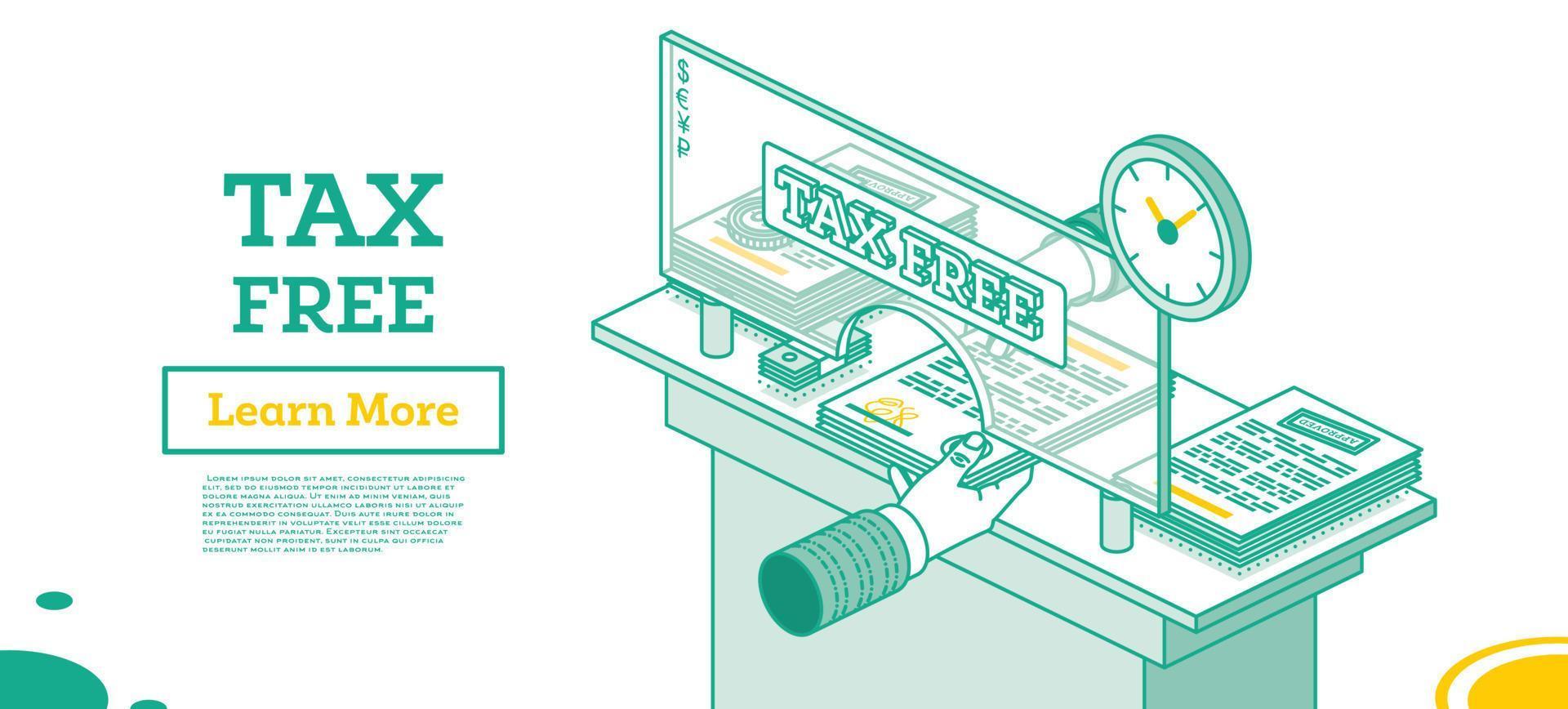 bureau détaxé. la main donne des documents pour obtenir son propre argent. concept de contour de déclaration de revenus. vecteur