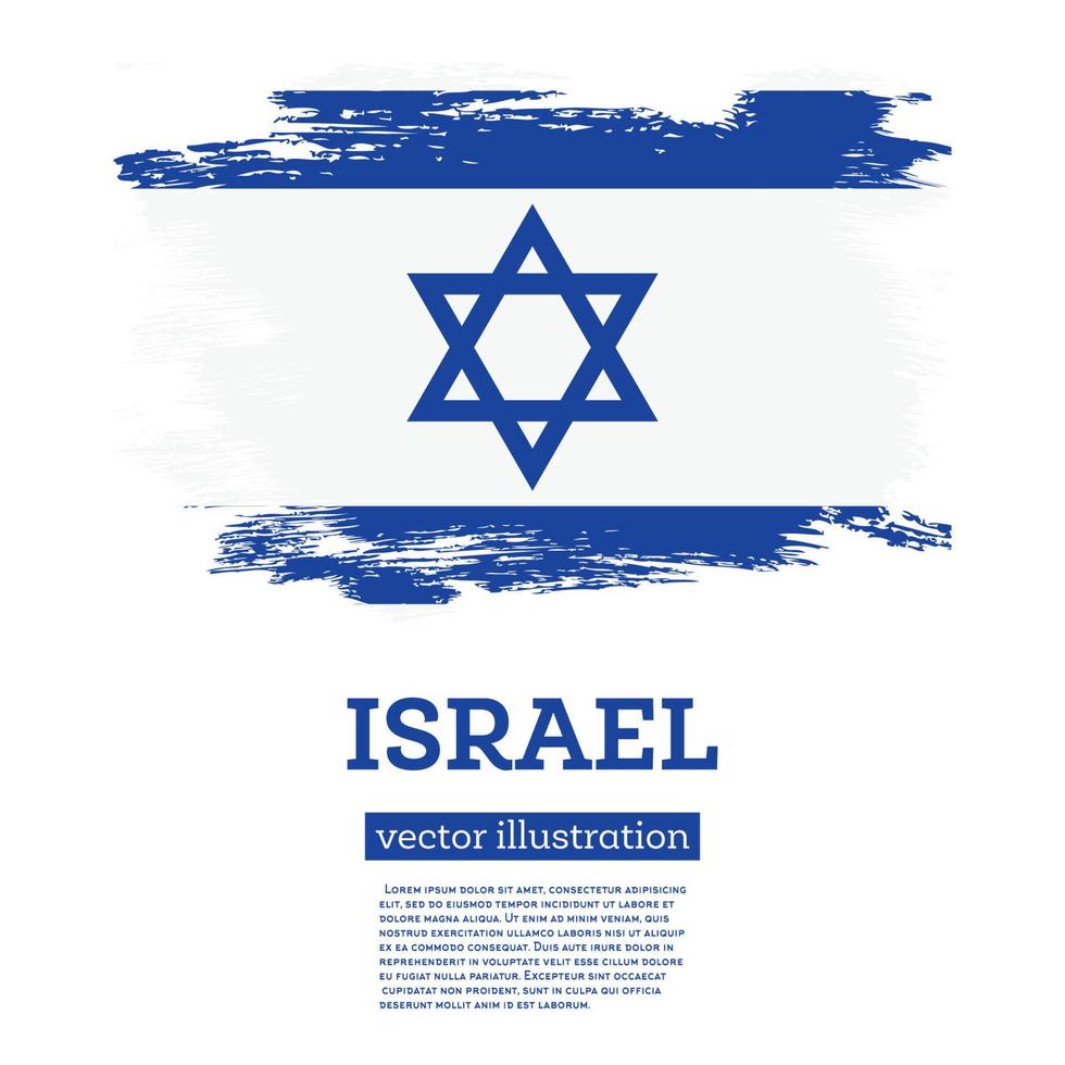 drapeau d'israël avec des coups de pinceau. le jour de l'indépendance. vecteur