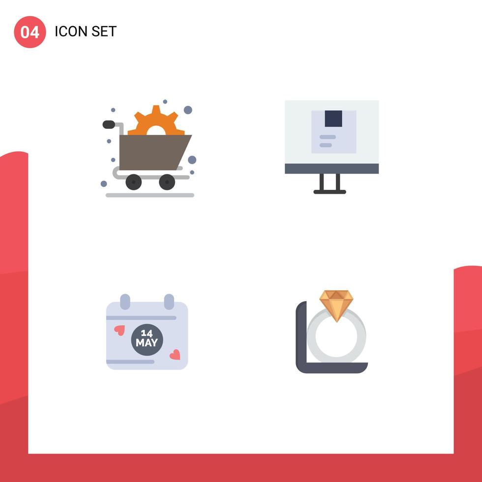 interface utilisateur pack de 4 icônes plates de base d'éléments de conception vectoriels modifiables de jour logistique de calendrier d'art vecteur
