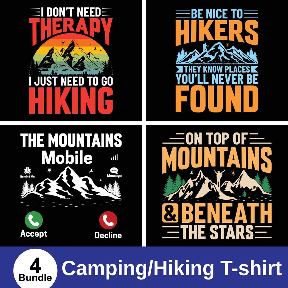 camping, randonnée, vecteur de conception de tshirt amateur de montagne. utiliser pour t-shirt, tasses, autocollants, cartes, etc.
