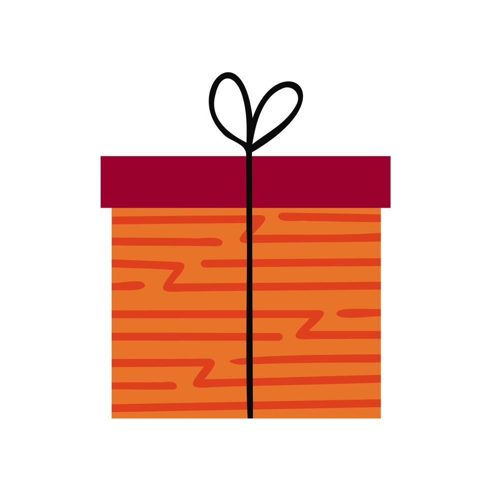 coffret cadeau orange avec papier d'emballage en zigzag. illustration pour les arrière-plans, les couvertures et les emballages. l'image peut être utilisée pour les cartes de vœux, les affiches et les autocollants. isolé sur fond blanc. vecteur