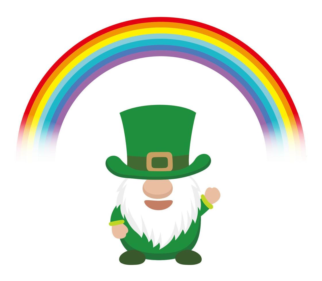 vecteur st. illustration de symbole de patricks day avec un lutin et un arc-en-ciel isolé sur fond blanc.