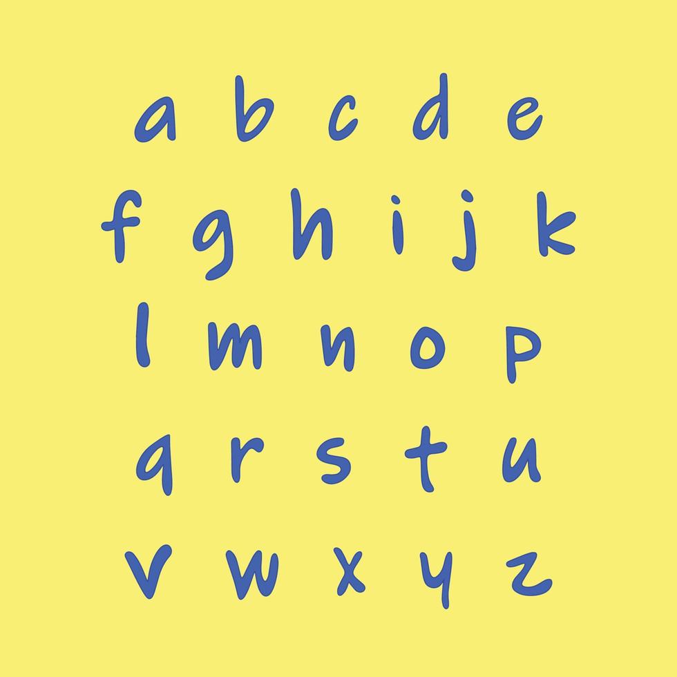 main dessiner alphabet avec petites lettres. illustration vectorielle. vecteur