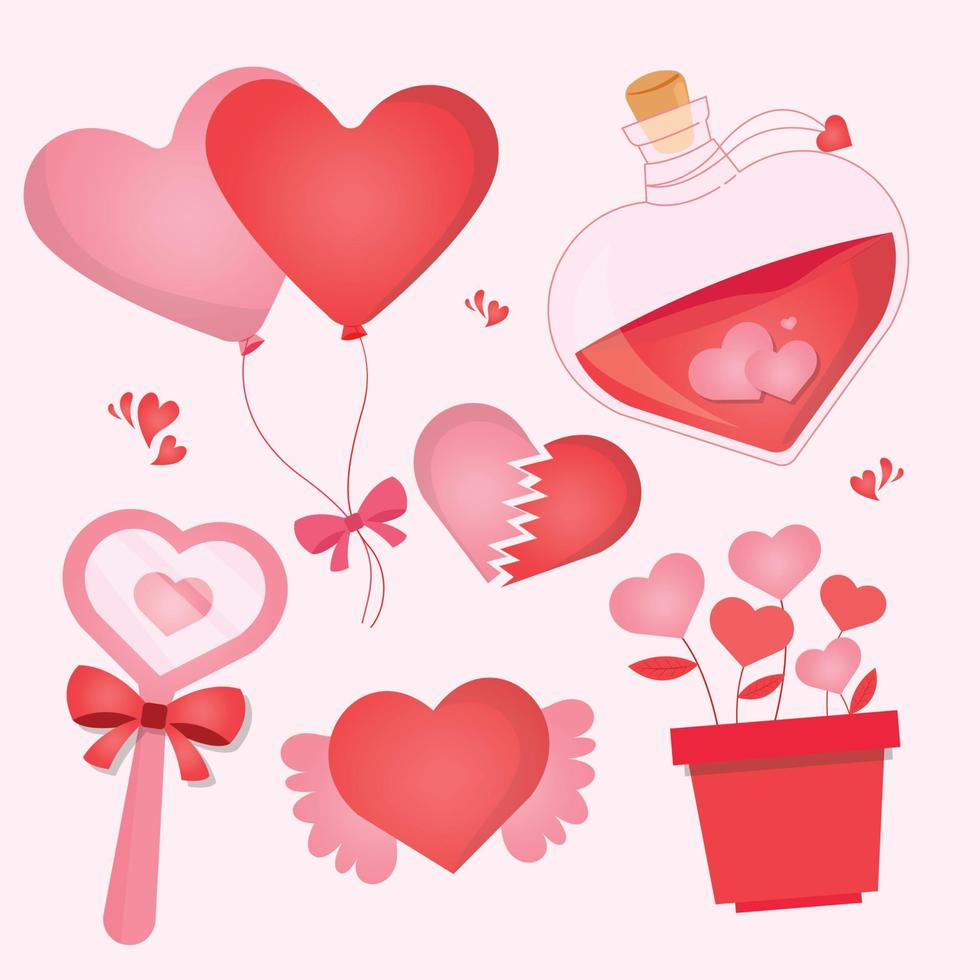 collections d'éléments de la saint valentin en illustration plate simple conception vectorielle mignonne et élégante vecteur