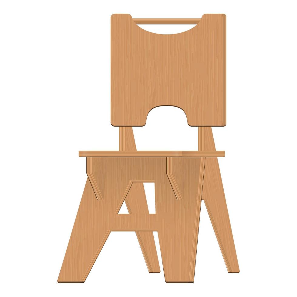 chaise en contreplaqué vue de trois quarts dans un style réaliste. conception de meubles en bois pour la maison. illustration vectorielle colorée sur fond blanc. vecteur