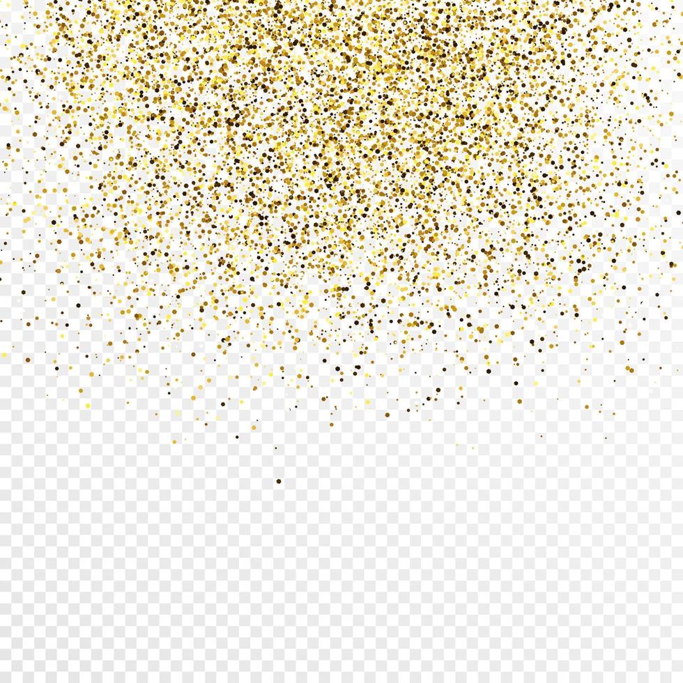 toile de fond de confettis de paillettes d'or isolé sur fond transparent blanc. texture festive avec effet de lumière brillante. illustration vectorielle. vecteur