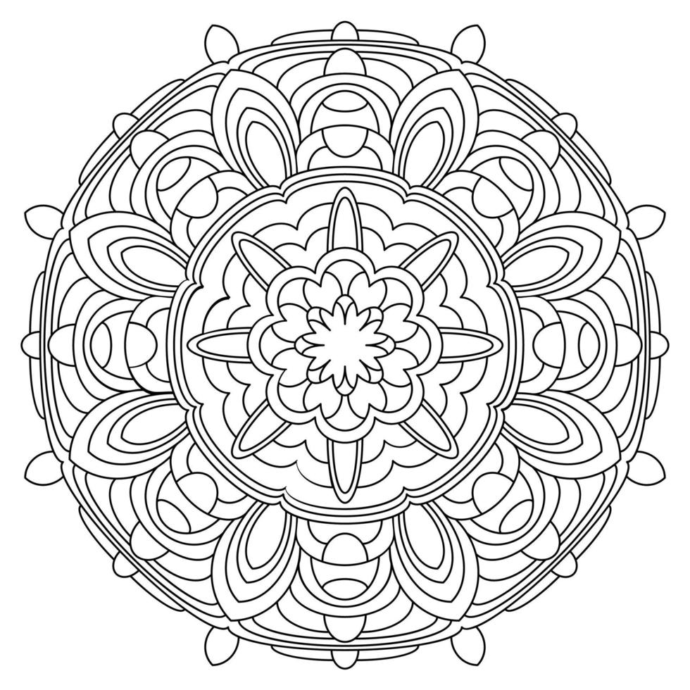 mandala de vecteur noir et blanc. vecteur de mandala pour l'art, livre de coloriage, zendoodle. objet abstrait cercle isolé sur fond blanc.