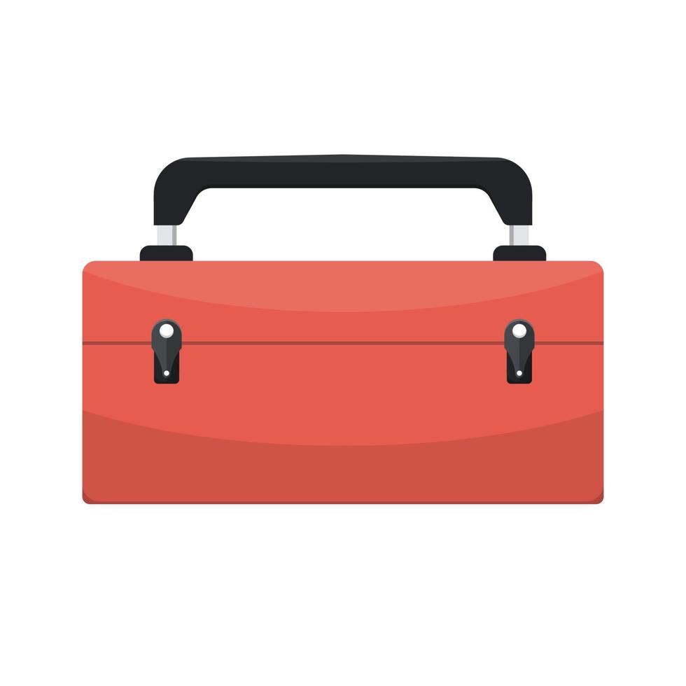 boîte en métal rouge pour transporter des outils sur fond isolé, illustration vectorielle. vecteur