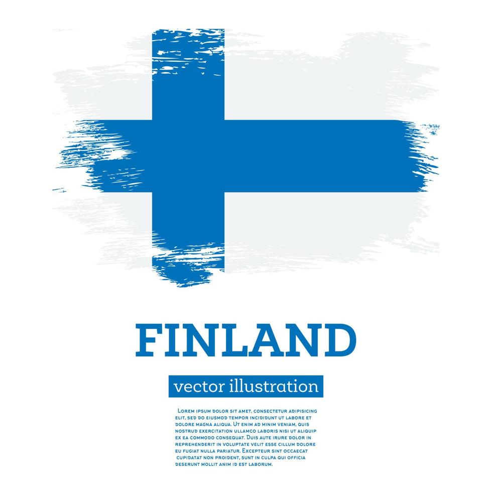 drapeau finlandais avec des coups de pinceau. le jour de l'indépendance. vecteur