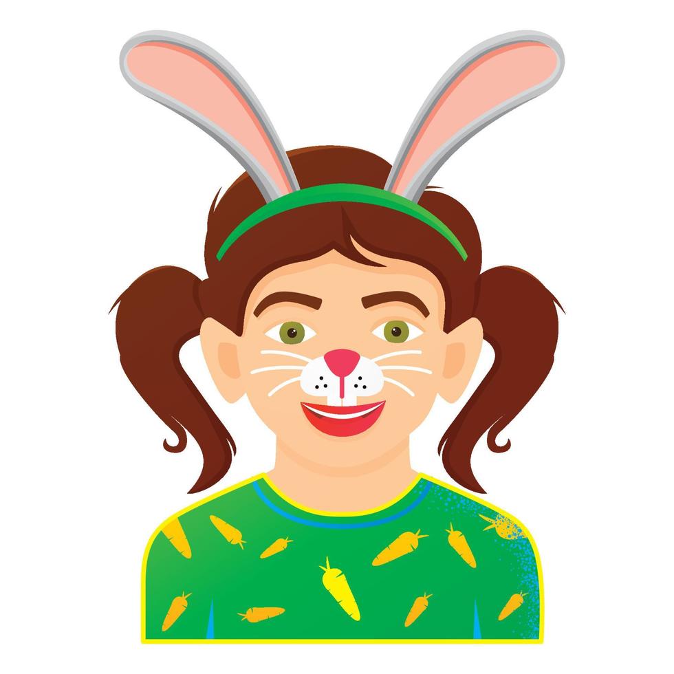 icône de peinture de visage avec fille avec peinture de lapin. isolé sur fond blanc. vecteur