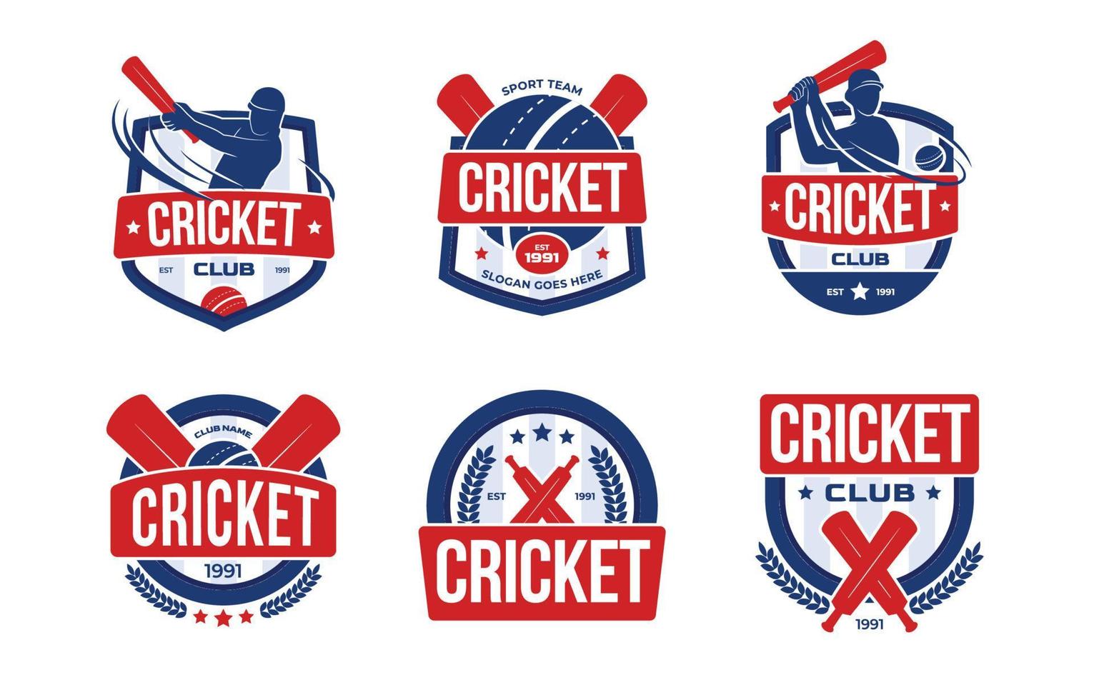 collection de logos de sport de cricket vecteur