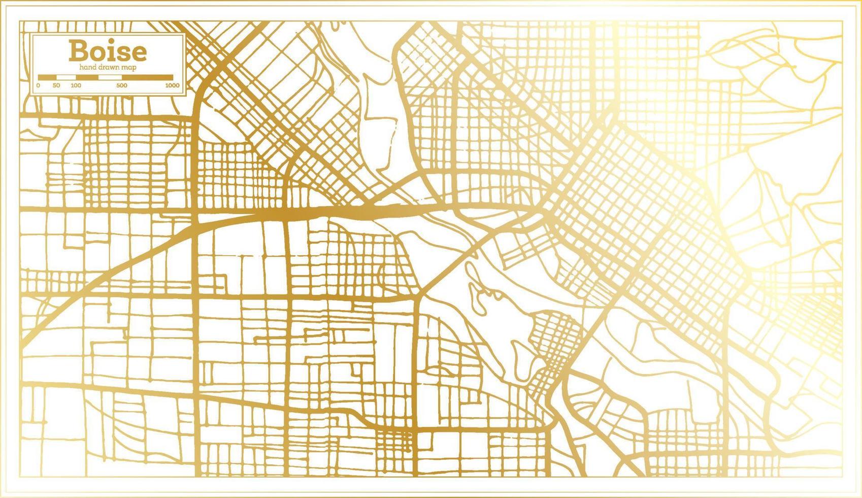 carte de la ville de boise usa dans un style rétro de couleur dorée. carte muette. vecteur