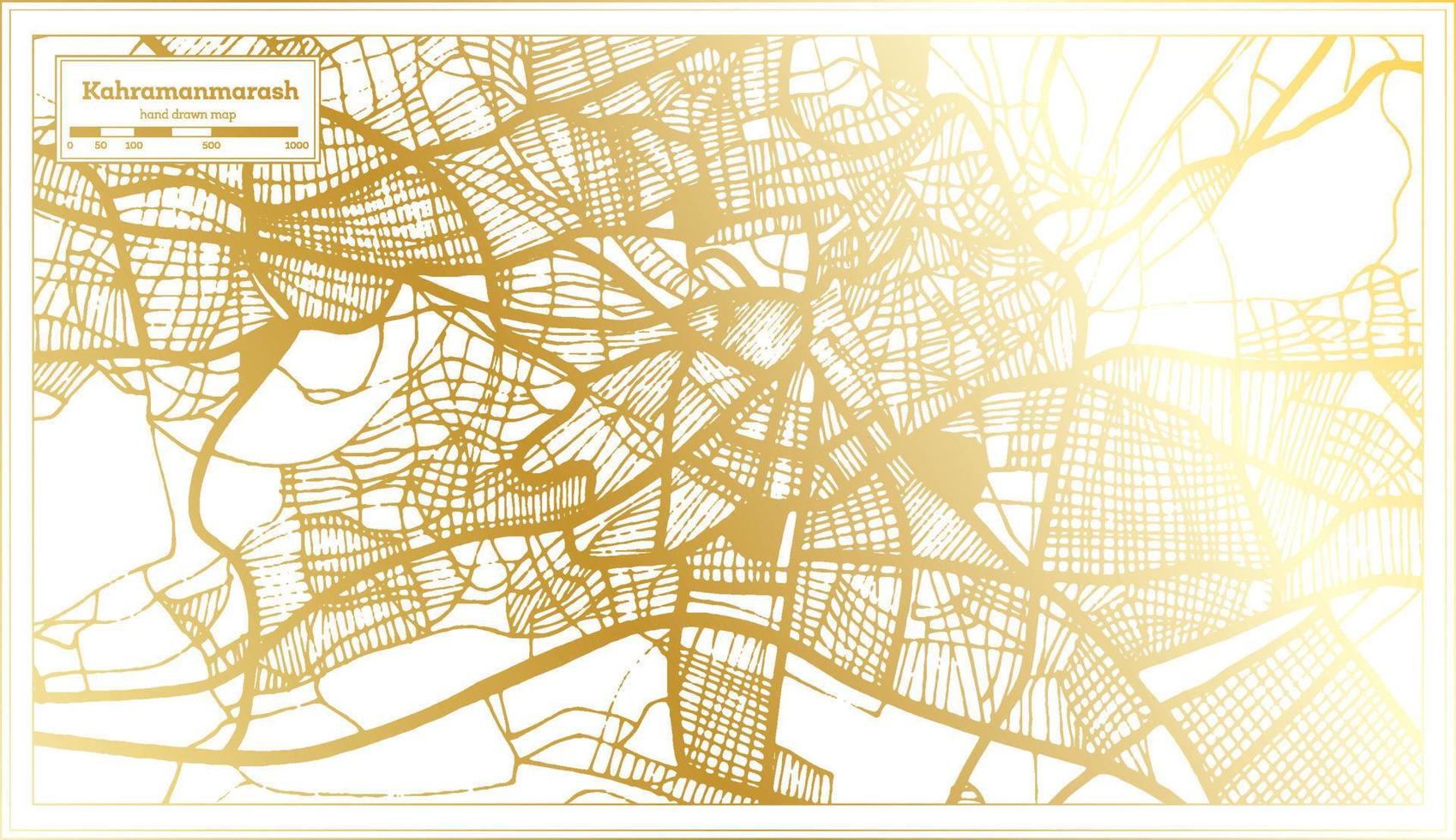 carte de la ville de kahramanmarash turquie dans un style rétro de couleur dorée. carte muette. vecteur