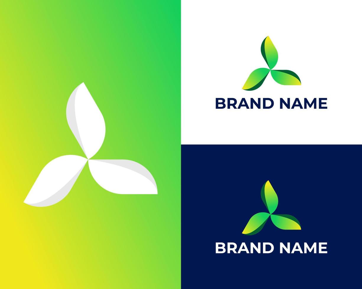 lettre simple et plate un logo avec feuille et élément végétal, logo d'entreprise agricole naturelle moderne vecteur