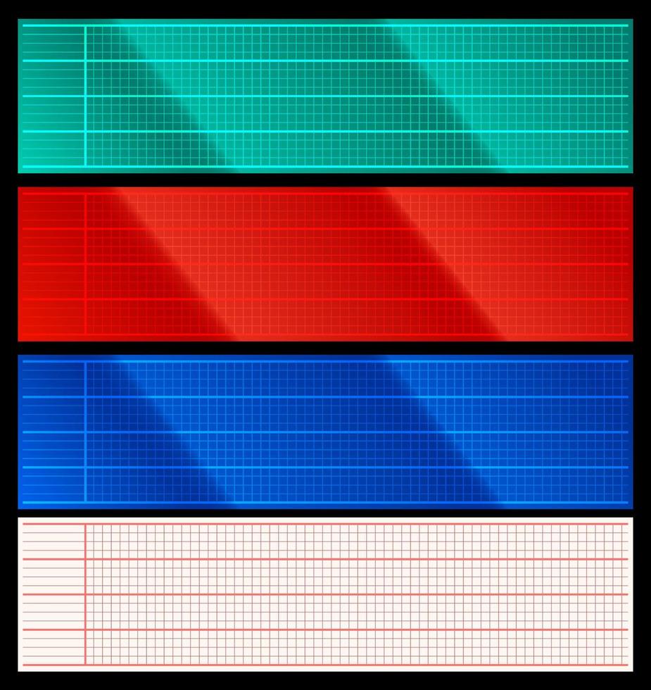 ensemble d'écran de scanner cardio et de grilles de papier vecteur