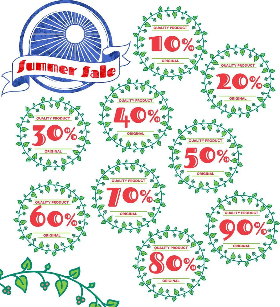 ensemble d'étiquettes rétro de vente d'été avec ornement floral vecteur