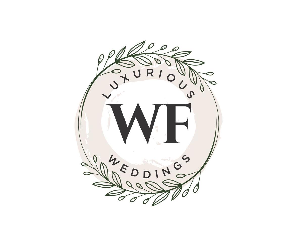 modèle de logos de monogramme de mariage lettre initiales wf, modèles minimalistes et floraux modernes dessinés à la main pour cartes d'invitation, réservez la date, identité élégante. vecteur