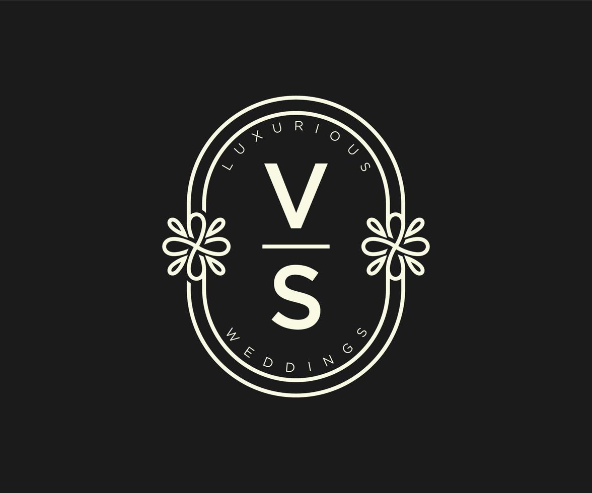 vs initiales lettre modèle de logos de monogramme de mariage, modèles minimalistes et floraux modernes dessinés à la main pour cartes d'invitation, réservez la date, identité élégante. vecteur