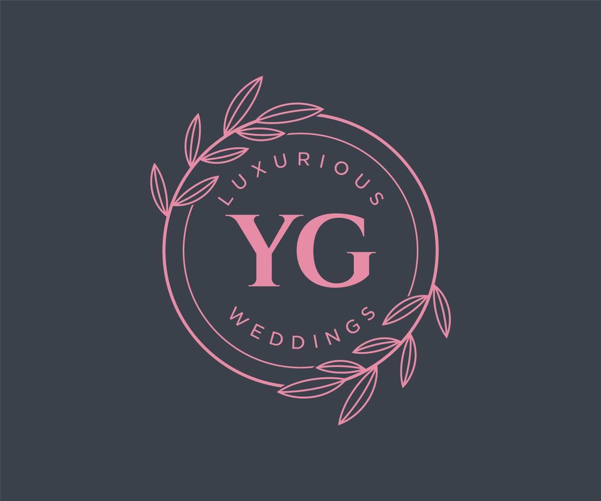 modèle de logos de monogramme de mariage lettre initiales yg, modèles minimalistes et floraux modernes dessinés à la main pour cartes d'invitation, réservez la date, identité élégante. vecteur