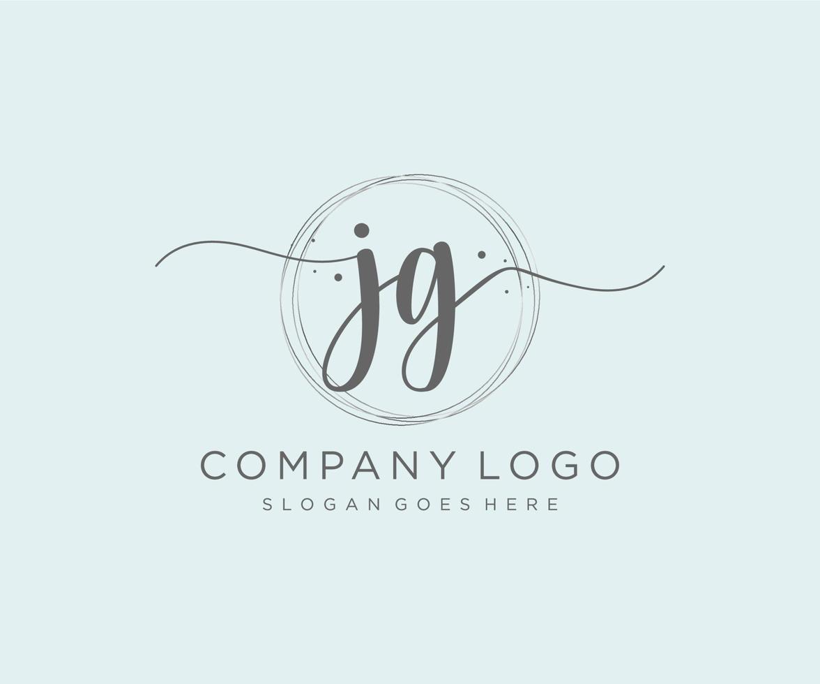 logo féminin jg initial. utilisable pour les logos nature, salon, spa, cosmétique et beauté. élément de modèle de conception de logo vectoriel plat.